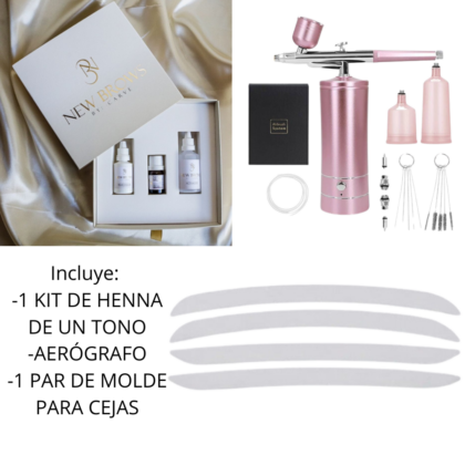 KIT HENNA NEW BROWS+AEROGRAFO+MOLDE